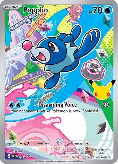 Popplio - 045 (ME: Mega Evolution Promo) Near Mint Holofoil - Nick Nack's Full Frontal Attack