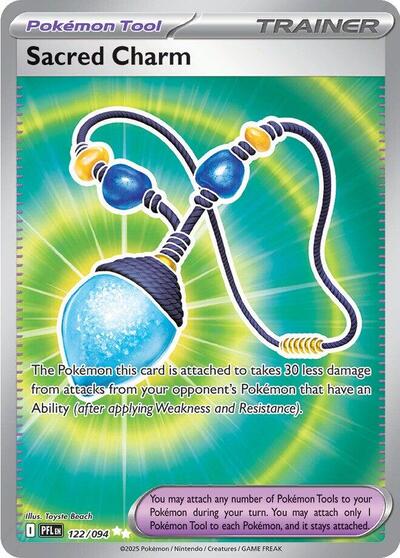 Sacred Charm - 122 (ME02: Phantasmal Flames) Near Mint Holofoil - Nick Nack's Full Frontal Attack