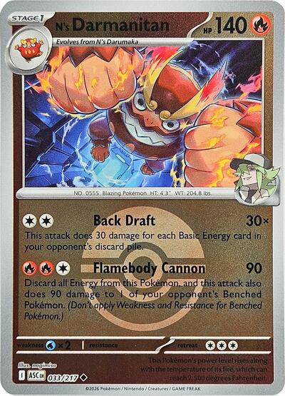 N's Darmanitan (Poke Ball) (ME: Ascended Heroes) Near Mint Reverse Holofoil - Nick Nack's Full Frontal Attack