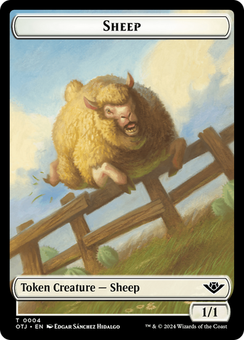 Mercenary // Sheep Double-Sided Token [Outlaws of Thunder Junction Tokens]