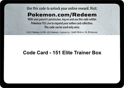 Code Card - 151 Elite Trainer Box (Scarlet and Violet: 151) Near Mint