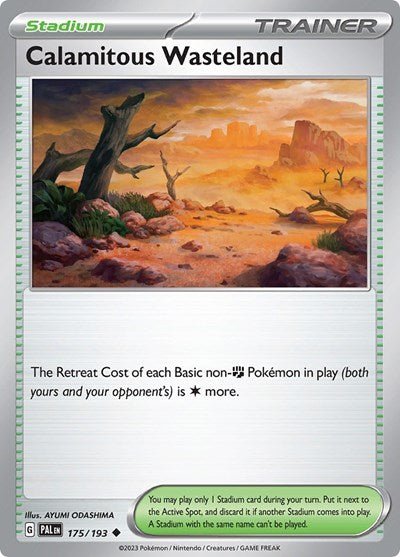 Calamitous Wasteland (SV02: Paldea Evolved) Near Mint Reverse Holofoil - Nick Nack's Full Frontal Attack