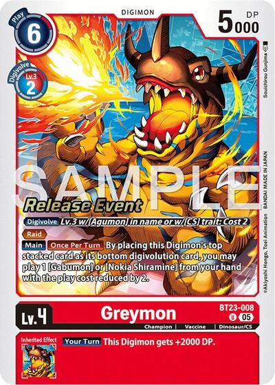 Greymon (Hackers' Slumber Release Event Cards) Near Mint Foil - Nick Nack's Full Frontal Attack