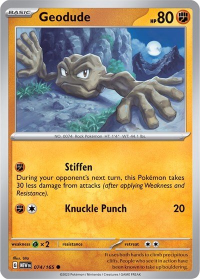 Geodude (Scarlet and Violet: 151) Near Mint Reverse Holofoil - Nick Nack's Full Frontal Attack
