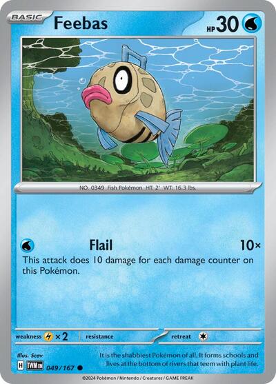 Feebas (SV06: Twilight Masquerade) Near Mint Reverse Holofoil - Nick Nack's Full Frontal Attack