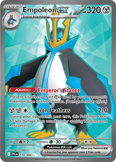 Empoleon ex - 114 (ME02: Phantasmal Flames) Near Mint Holofoil - Nick Nack's Full Frontal Attack