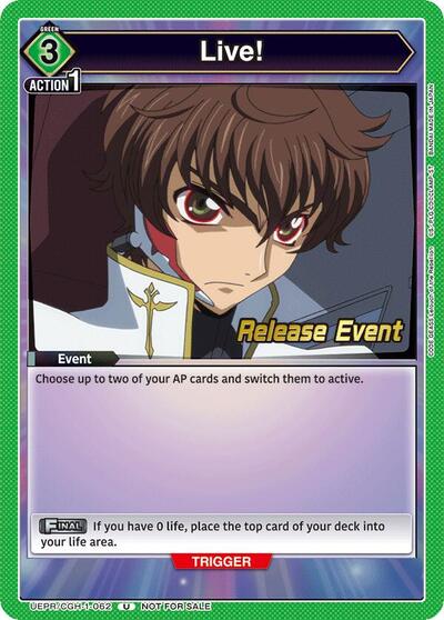 Live! (Code Geass: Lelouch of the Rebellion Release Event Cards) Near Mint