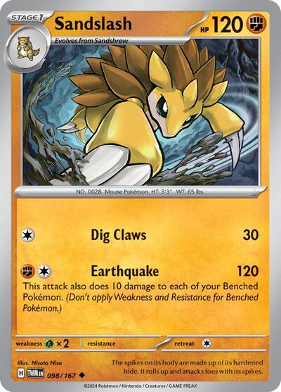 Sandslash (SV06: Twilight Masquerade) Near Mint Reverse Holofoil - Nick Nack's Full Frontal Attack