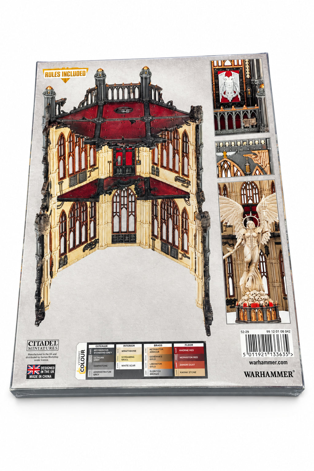 Actual Adepta Sororitas Battle Sanctum box back with contents and barcode