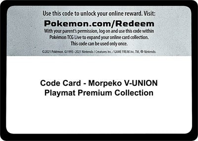 Code Card - Morpeko V-UNION Playmat Premium Collection (Crown Zenith) Near Mint