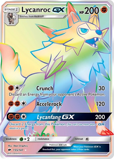 Lycanroc GX (Secret) (SM - Burning Shadows) Near Mint Holofoil