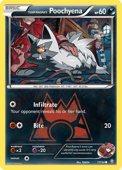 Team Magma's Poochyena (Double Crisis) Near Mint Reverse Holofoil