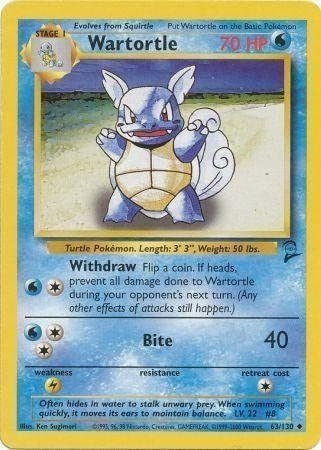 Wartortle (Base Set 2) Light Play - Nick Nack's Full Frontal Attack
