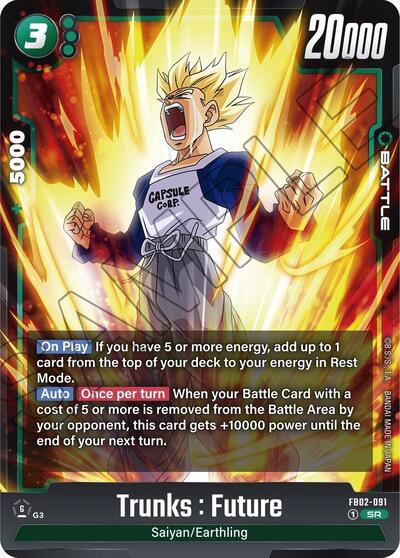Trunks : Future FB02 - 091 (Blazing Aura) Near Mint Holofoil - Nick Nack's Full Frontal Attack