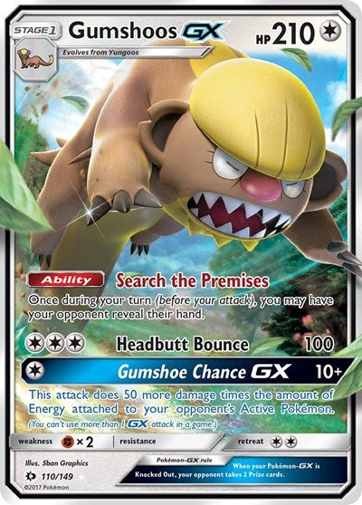 Gumshoos GX (SM Base Set) Near Mint Holofoil