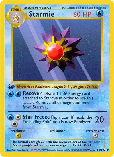 Starmie (Base Set (Shadowless)) Damaged / Poor Unlimited - Nick Nack's Full Frontal Attack