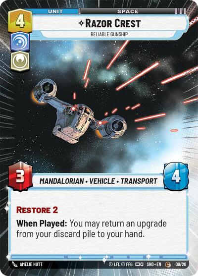 Razor Crest Reliable Gunship (Hyperspace) (Shadows of the Galaxy: Weekly Play Promos) Near Mint