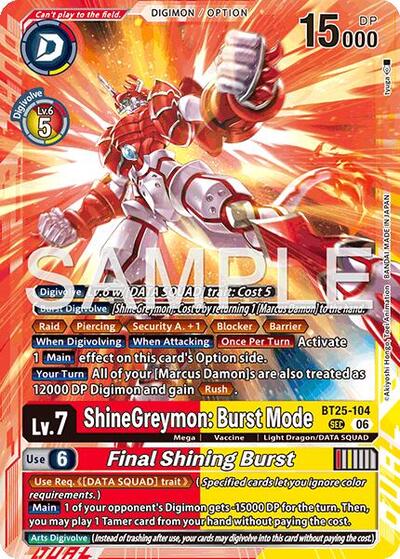 ShineGreymon: Burst Mode // Final Shining Burst (Dual Revolution Booster) Near Mint Foil