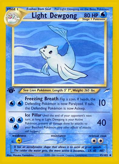 Light Dewgong (Neo Destiny) Light Play 1st Edition