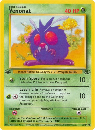 Venonat (Jungle) Light Play 1st Edition