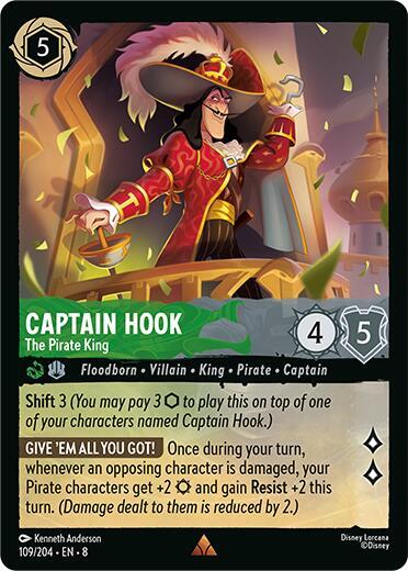 Captain Hook - The Pirate King (Reign of Jafar) Near Mint Cold Foil - Nick Nack's Full Frontal Attack