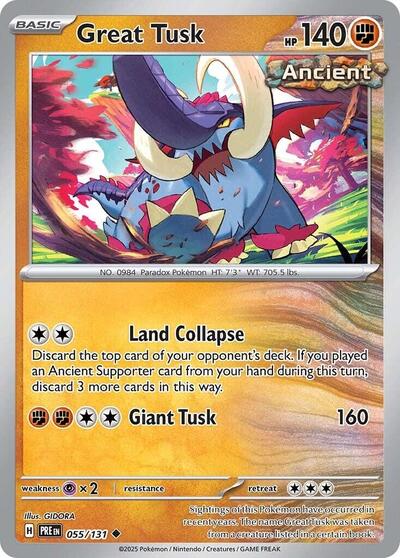 Great Tusk (SV: Prismatic Evolutions) Near Mint Reverse Holofoil - Nick Nack's Full Frontal Attack