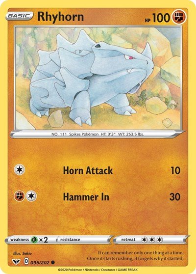 Rhyhorn (096) (SWSH01: Sword & Shield Base Set) Near Mint - Nick Nack's Full Frontal Attack