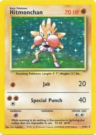 Hitmonchan (Base Set) Heavy Play Holofoil Unlimited