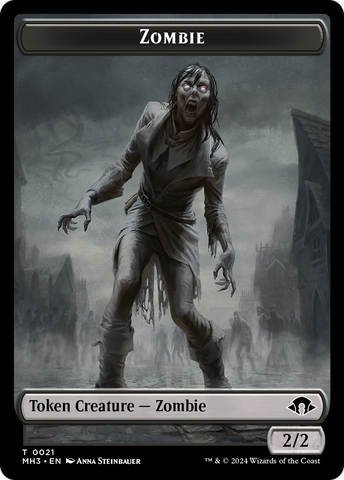 Zombie (Ripple Foil) // Elephant Double-Sided Token [Modern Horizons 3 Commander Tokens]