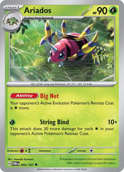 Ariados (SV06: Twilight Masquerade) Near Mint Reverse Holofoil - Nick Nack's Full Frontal Attack