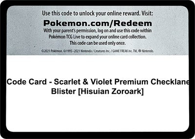 Code Card - Scarlet & Violet Premium Checklane Blister (Hisuian Zoroark) (Scarlet and Violet: Base Set) Near Mint