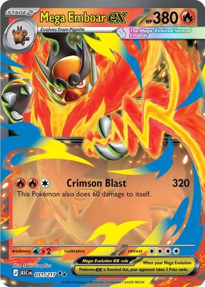 Mega Emboar ex - 031 (ME: Ascended Heroes) Near Mint Holofoil