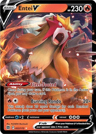 Entei V (SWSH09: Brilliant Stars) Near Mint Holofoil