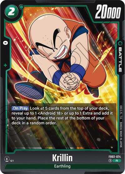 Krillin FB02-074 (Blazing Aura) Near Mint Holofoil