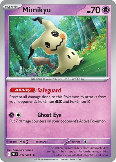 Mimikyu - 037/091 (Cosmos Holo) (SV: Paldean Fates) Near Mint Reverse Holofoil - Nick Nack's Full Frontal Attack