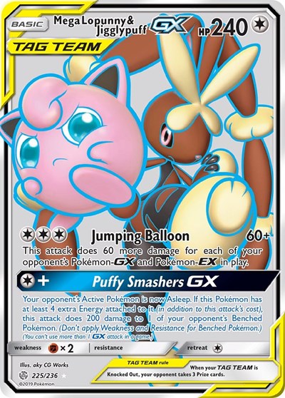 Mega Lopunny & Jigglypuff GX (Full Art) (SM - Cosmic Eclipse) Near Mint Holofoil
