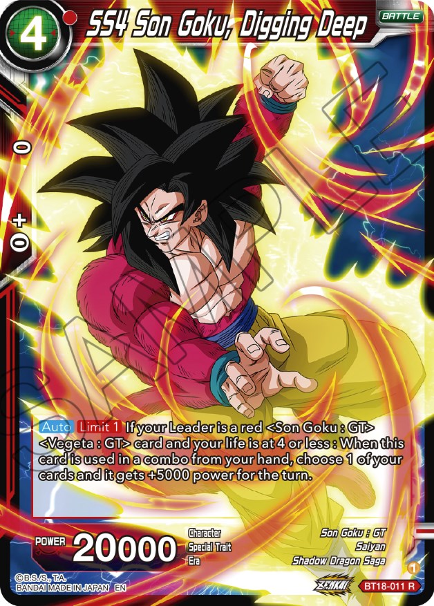 SS4 Son Goku, creuser profondément (BT18-011) [Dawn of the Z-Legends] 