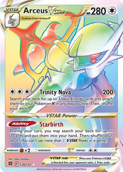 Arceus VSTAR (Secret) (176) (SWSH09: Brilliant Stars) Near Mint Holofoil