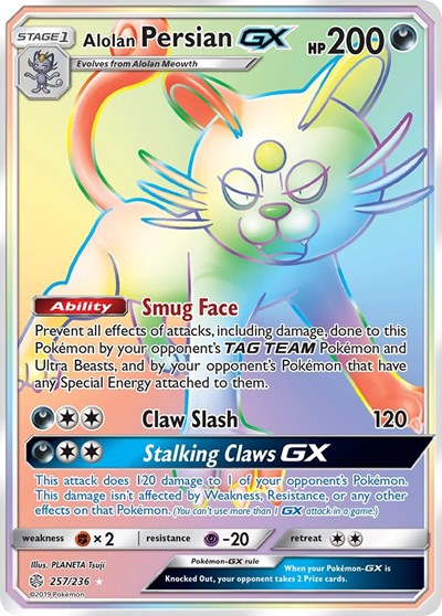 Alolan Persian GX (Secret) (SM - Cosmic Eclipse) Near Mint Holofoil