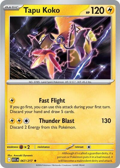 Tapu Koko (ME: Ascended Heroes) Near Mint Holofoil - Nick Nack's Full Frontal Attack