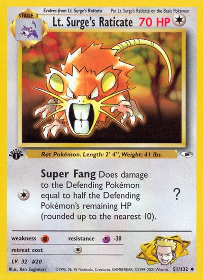 Lt. Surge's Raticate (Gym Heroes) Medium Play Unlimited