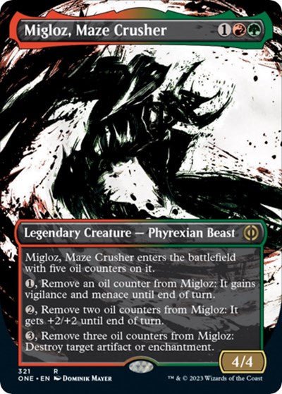 Migloz, Maze Crusher (Showcase) (Phyrexia: All Will Be One) Near Mint - Nick Nack's Full Frontal Attack