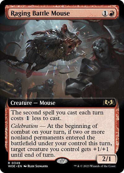 Raging Battle Mouse (Extended Art) (Wilds of Eldraine) Near Mint - Nick Nack's Full Frontal Attack
