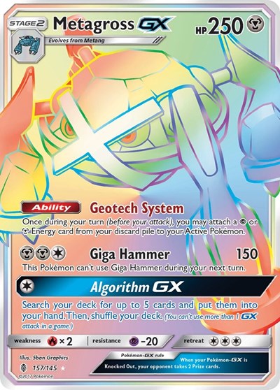 Metagross GX (Secret) (SM - Guardians Rising) Near Mint Holofoil