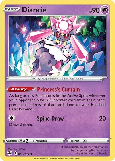 Diancie (SWSH10: Astral Radiance) Near Mint Holofoil - Nick Nack's Full Frontal Attack