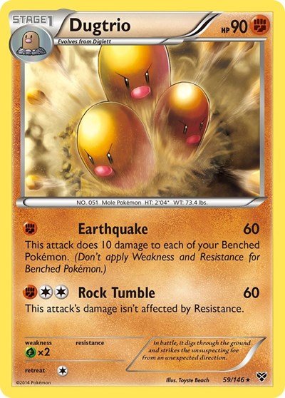 Dugtrio (XY Base Set) Light Play Reverse Holofoil - Nick Nack's Full Frontal Attack