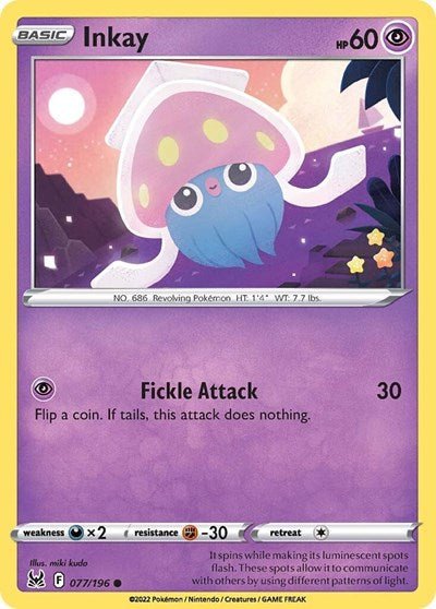 Inkay (077) (SWSH11: Lost Origin) Near Mint - Nick Nack's Full Frontal Attack