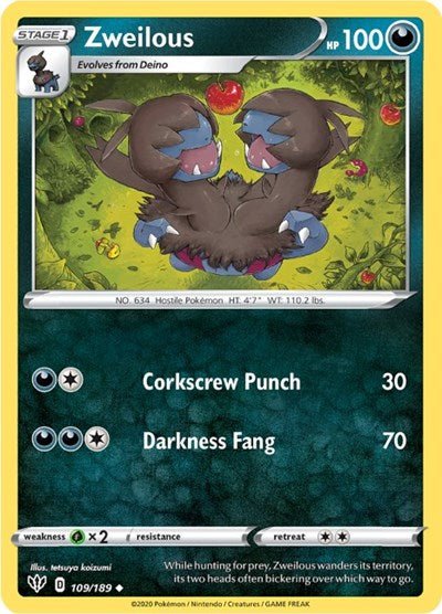 Zweilous (SWSH03: Darkness Ablaze) Near Mint - Nick Nack's Full Frontal Attack