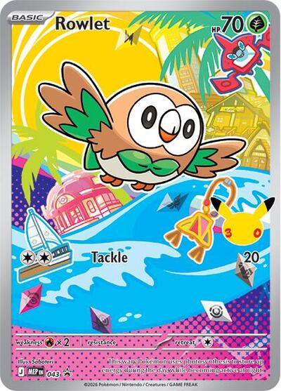 Rowlet - 043 (ME: Mega Evolution Promo) Near Mint Holofoil - Nick Nack's Full Frontal Attack