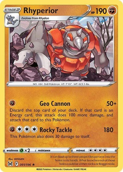 Rhyperior (SWSH11: Lost Origin) Near Mint - Nick Nack's Full Frontal Attack